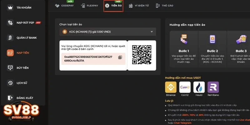 Các bước chi tiết nạp tiền qua ngân hàng, ví điện tử, QR Pay, thẻ cào