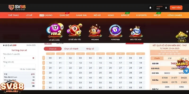 Tại nhà cái người chơi được cung cấp đa dạng sảnh chơi xổ số lô đề hấp dẫn